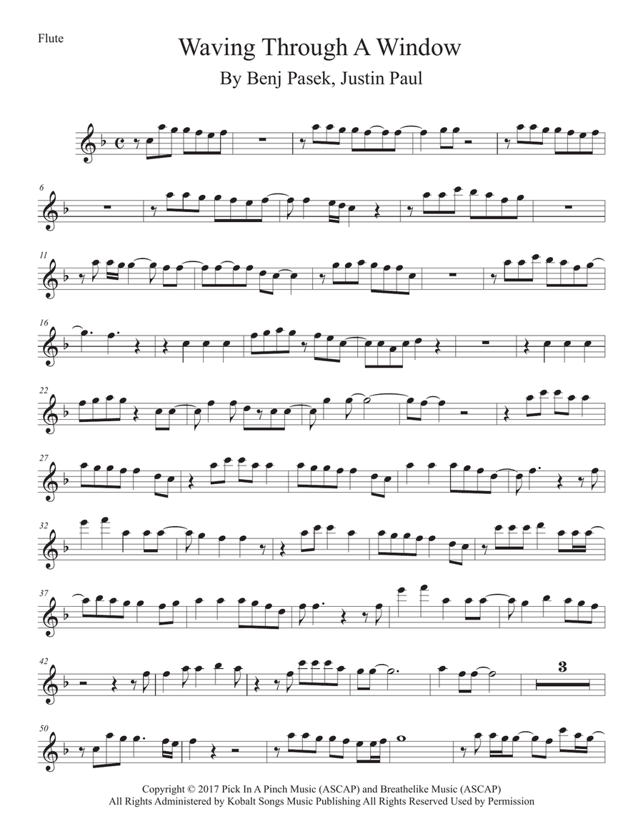 Waving Through A Window Flute Solo scores gallery preview page 1