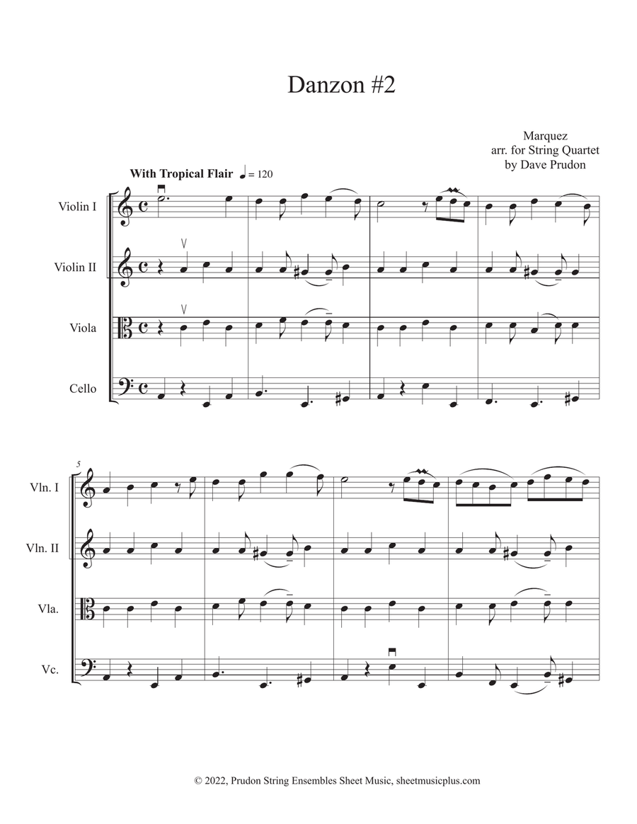 Danzon 2 String Quartet scores gallery preview page 1