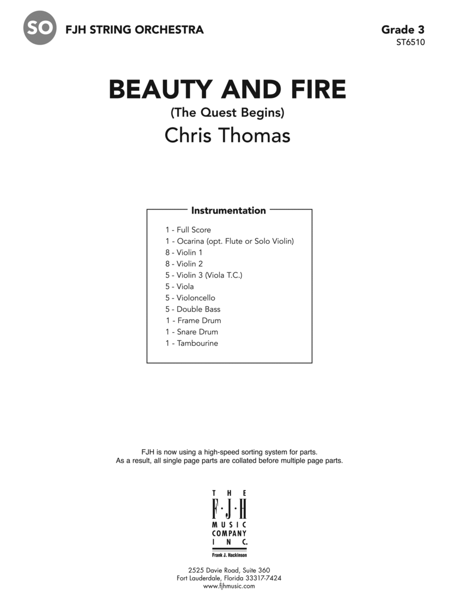 Beauty and Fire (The Quest Begins): Score String Orchestra scores gallery preview page 1
