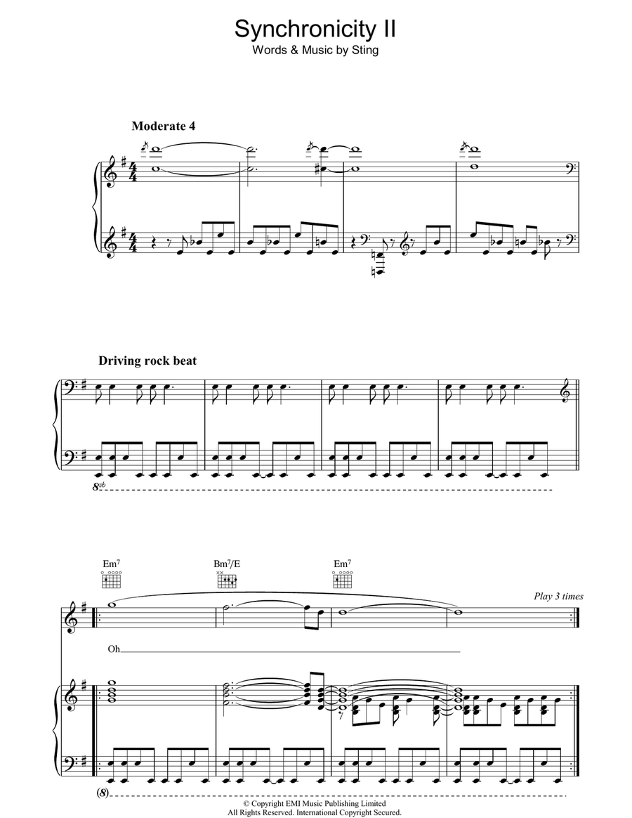 Synchronicity II Piano, Vocal, Guitar scores gallery preview page 1