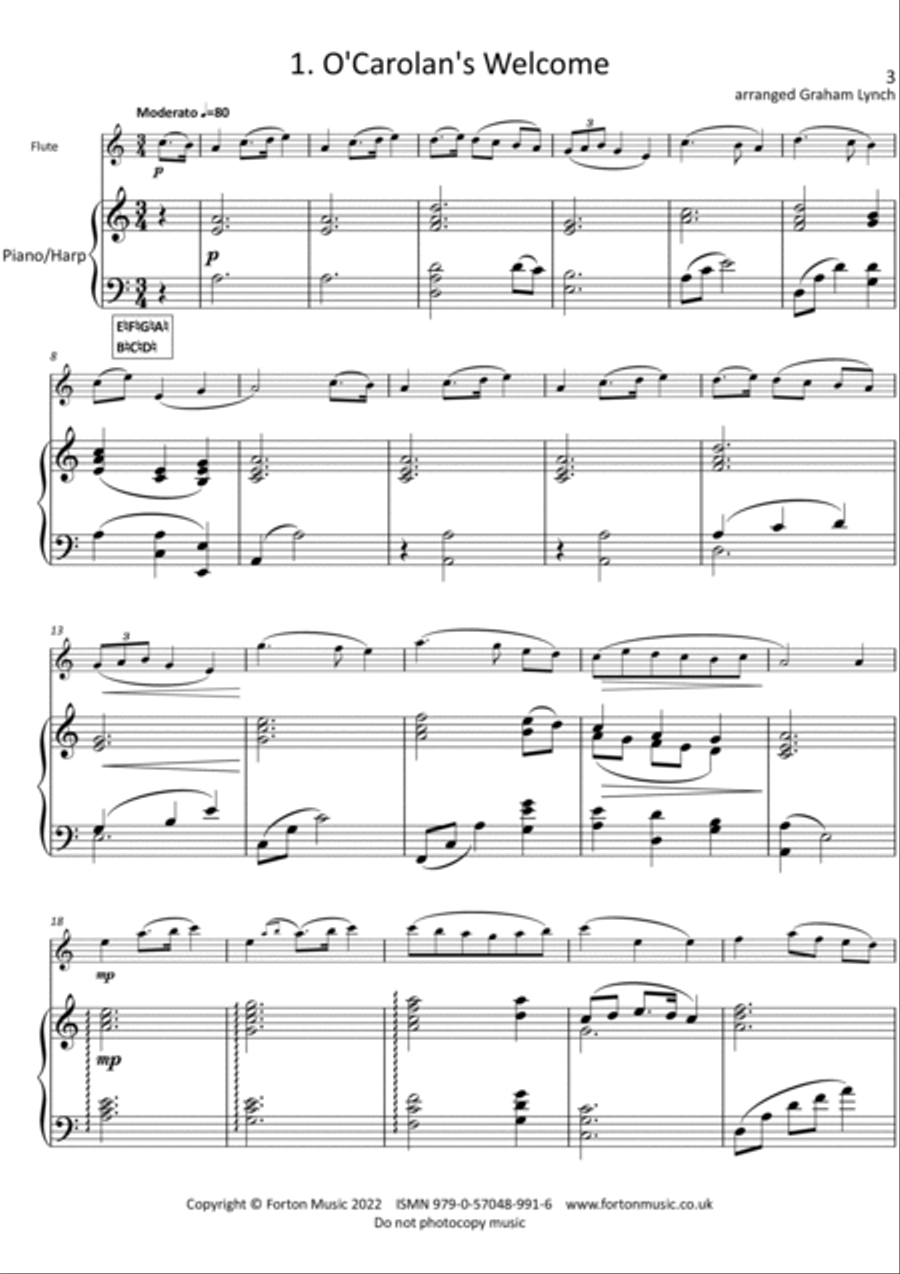 Five Melodies by O'Carolan Flute scores gallery preview page 3