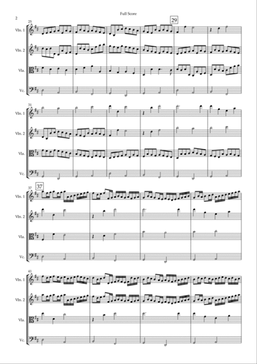 Canon in D Major (Johann Pachelbel) for String Quartet String Quartet scores gallery preview page 2