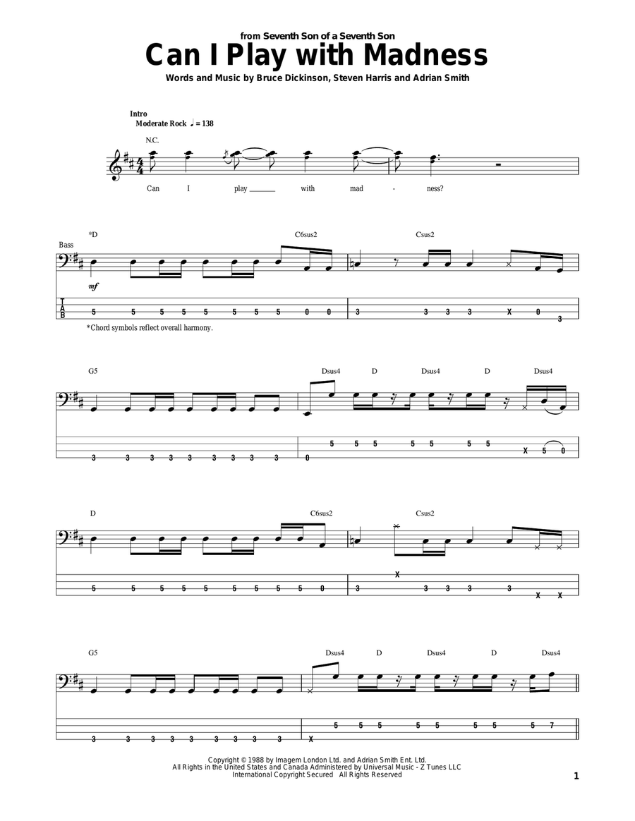 Can I Play With Madness Acoustic Guitar scores gallery preview page 1