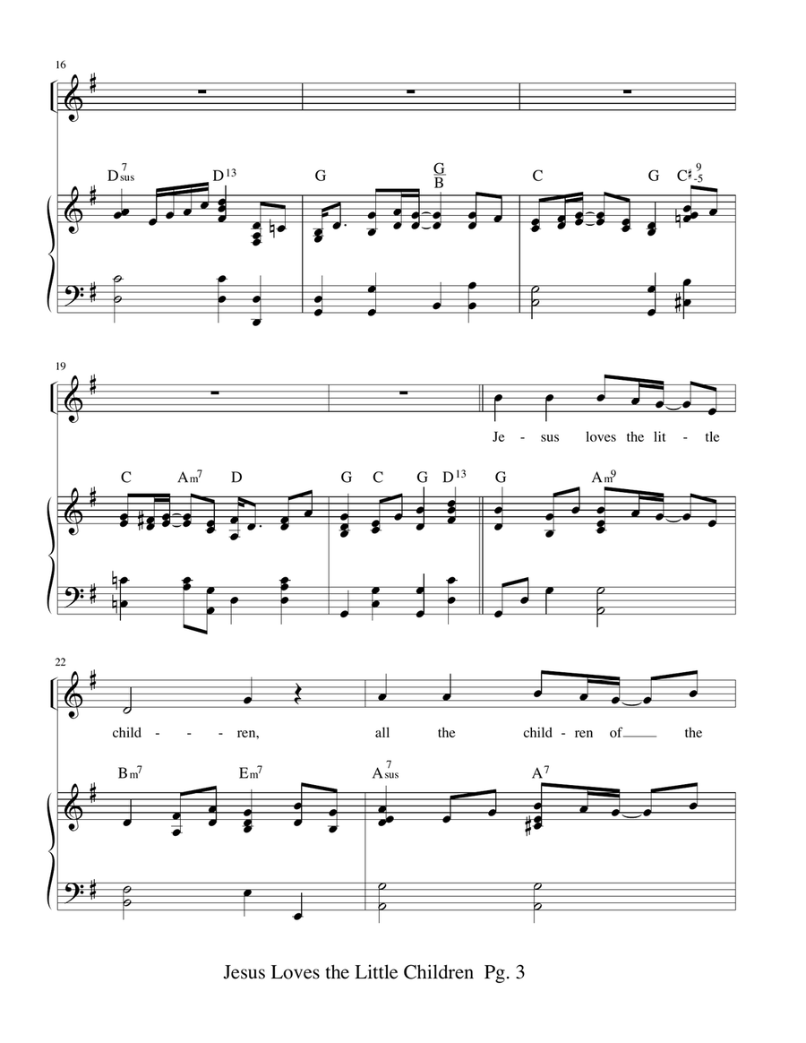 Jesus Loves The Little Children, Jesus Loves Me Piano, Vocal scores gallery preview page 3