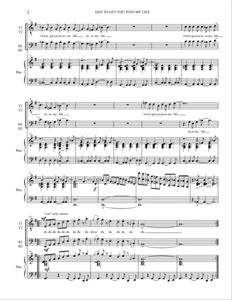 Got To Get You Into My Life TTBB scores gallery preview page 2