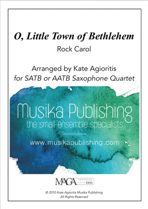 O Little Town of Bethlehem - Rock Carol for Saxophone Quartet