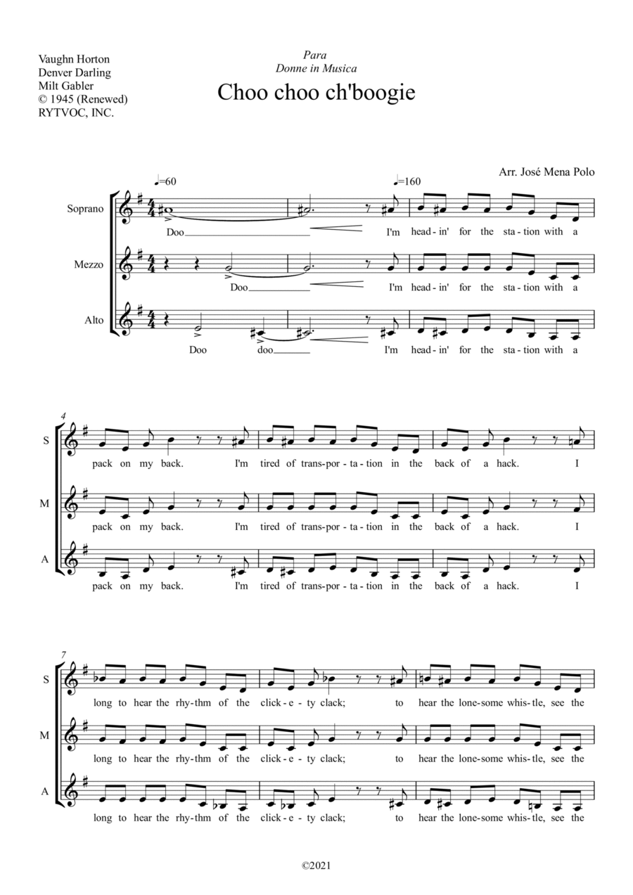 Choo Choo Ch' Boogie SSA scores gallery preview page 1