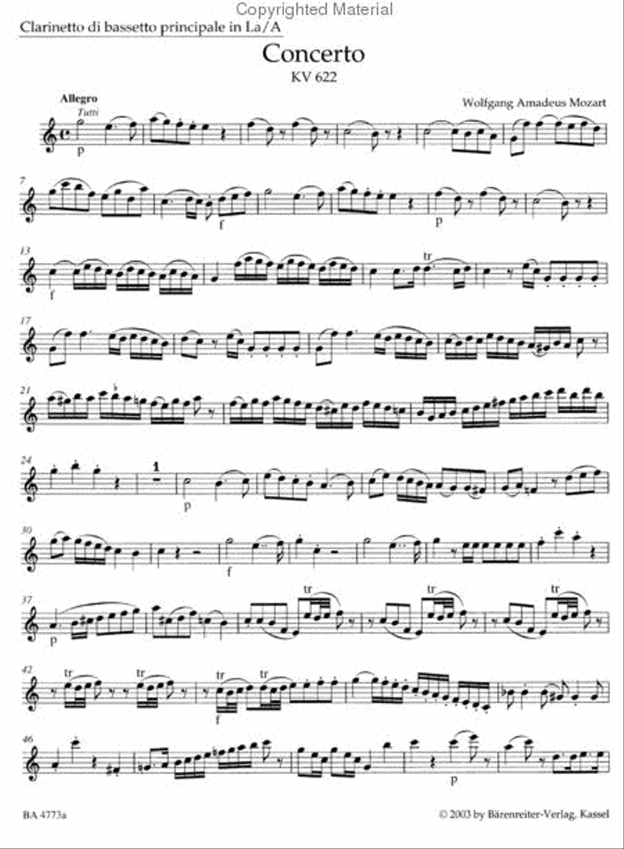 Concerto for Clarinet and Orchestra A major, KV 622 A Clarinet scores gallery preview page 4