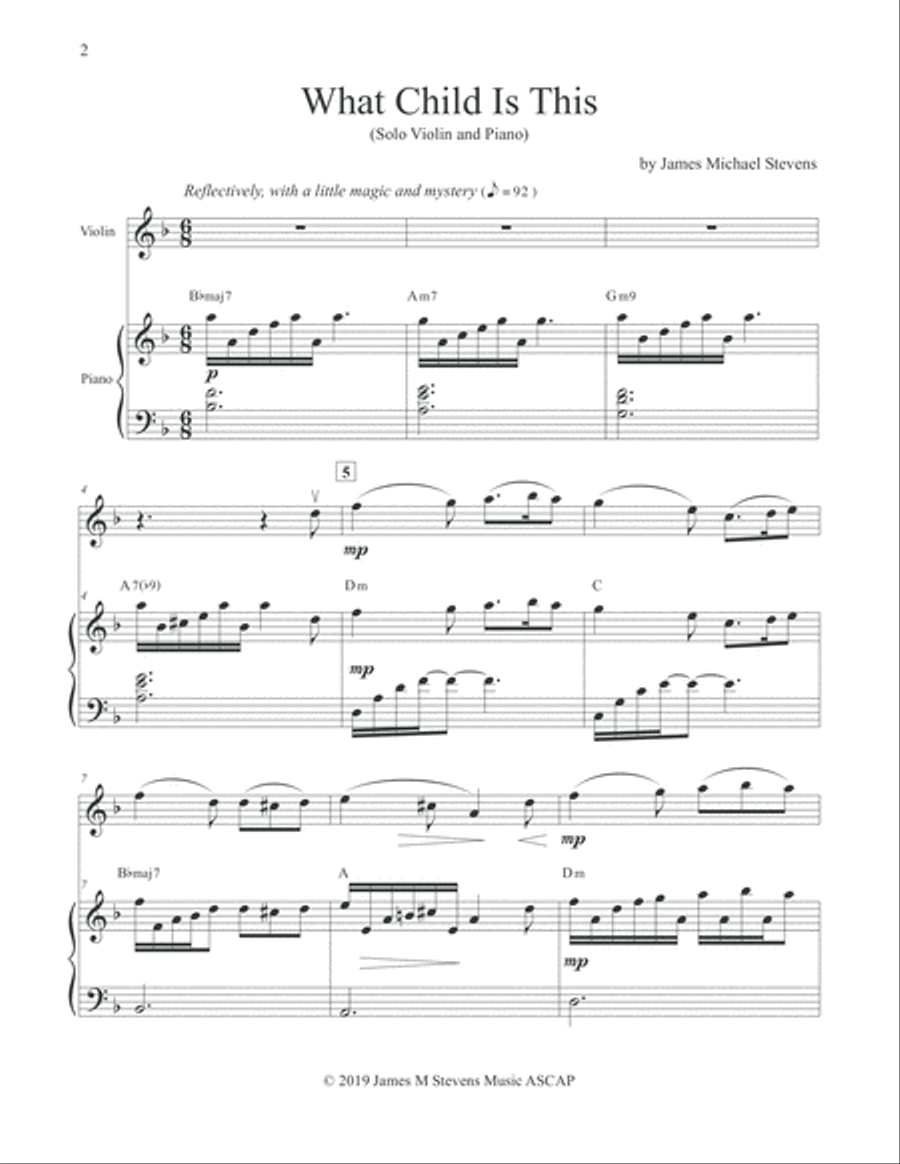 What Child Is This - Christmas Violin & Piano Violin Solo scores gallery preview page 2