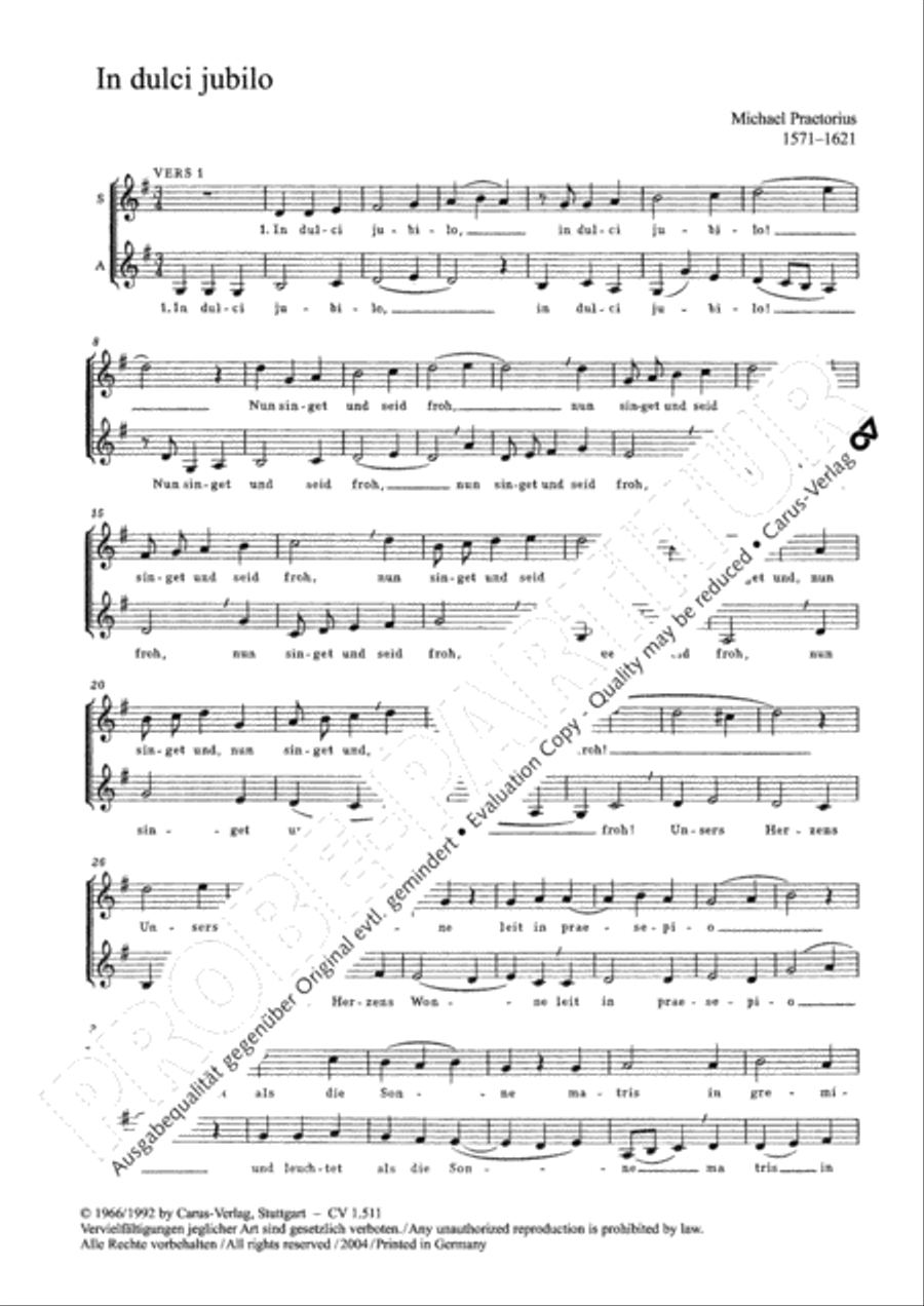 In dulci jubilo (Nun singet und seid froh) 4-Part scores gallery preview page 3