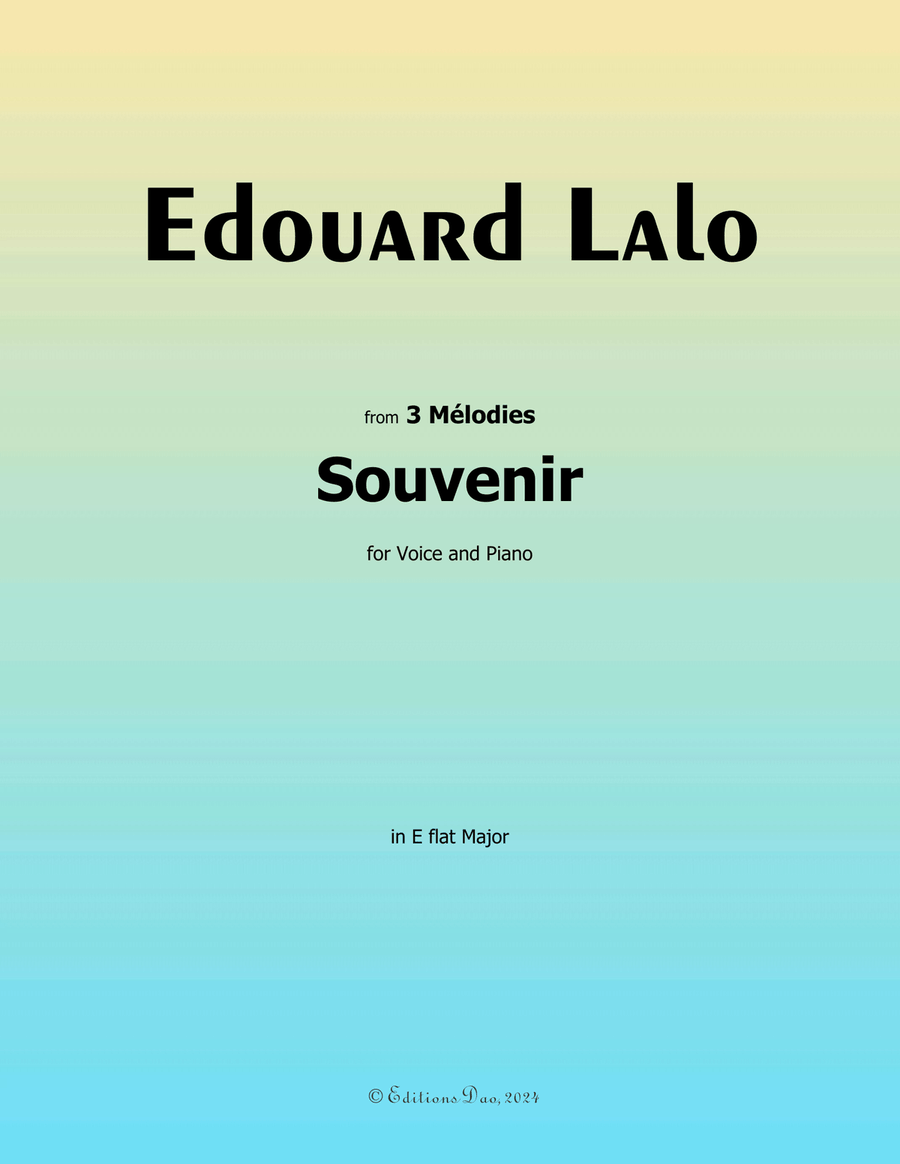 Souvenir, by Edouard Lalo, in E flat Major Piano, Vocal scores gallery preview page 1