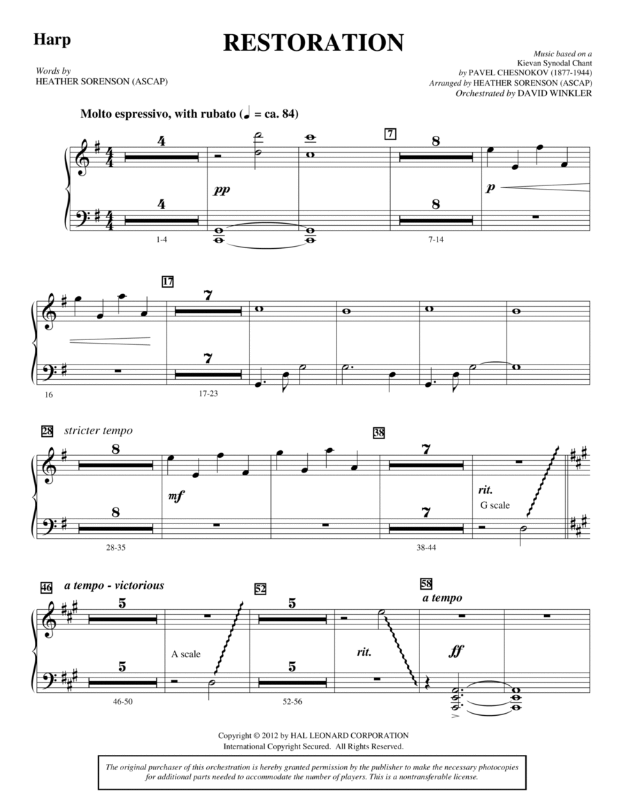 Restoration - Harp Restoration - Harp Choir scores gallery preview page 1