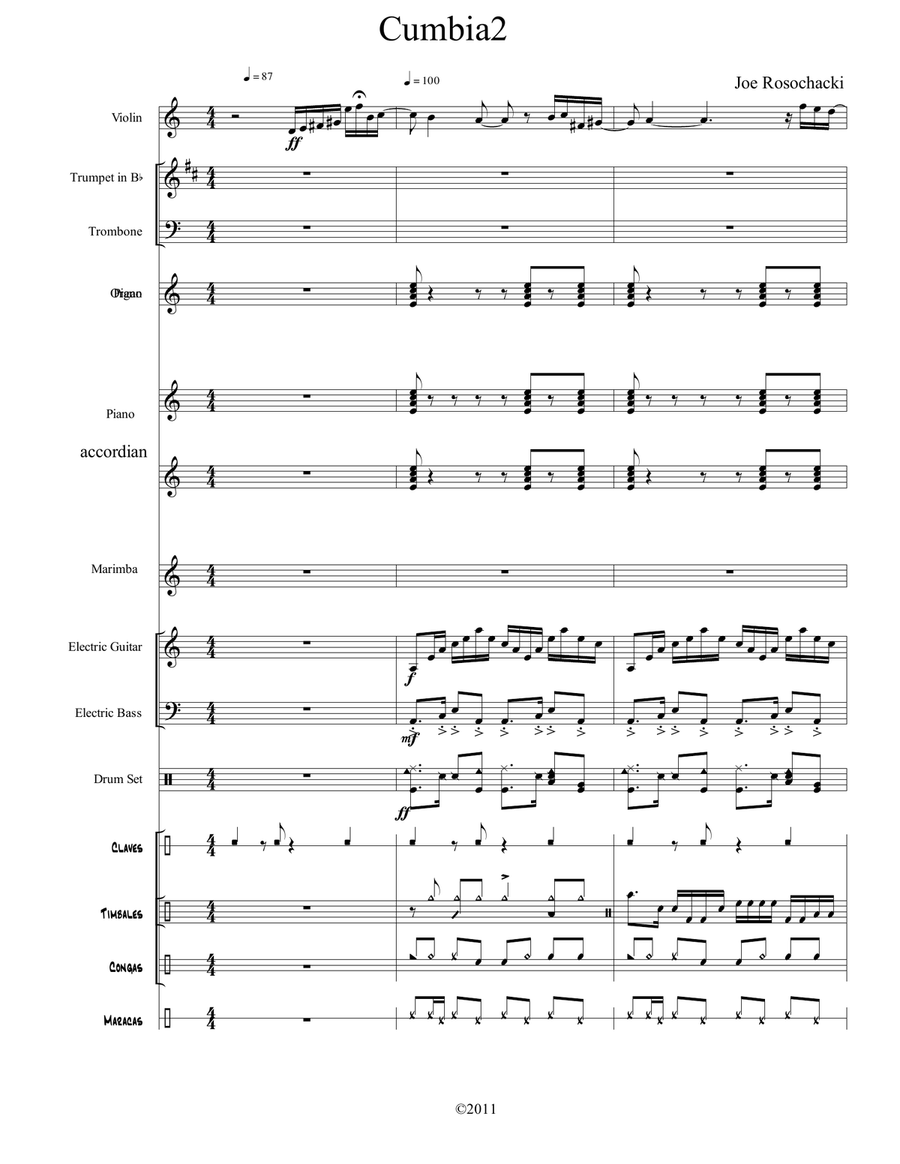 Cumbia Percussion Ensemble scores gallery preview page 1