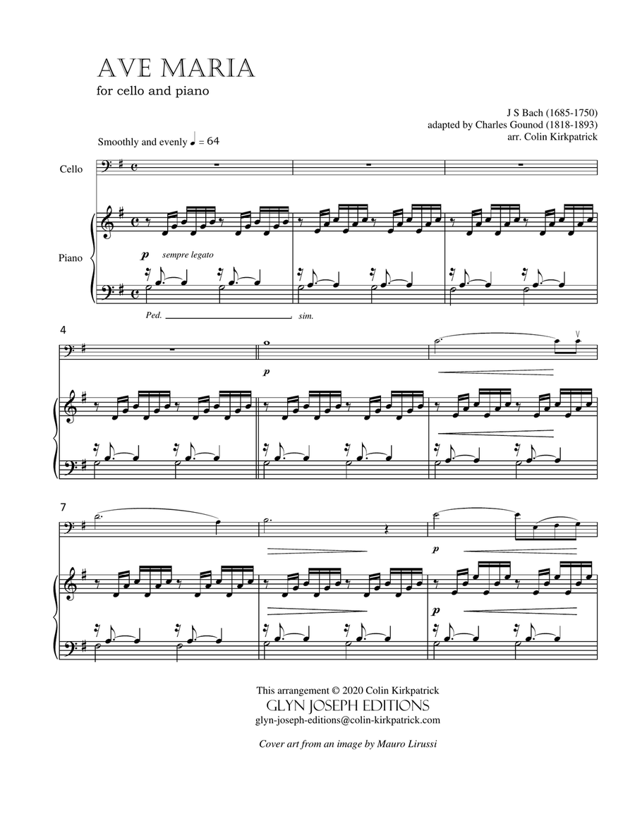 Bach-Gounod: Ave Maria for Cello and Piano Piano scores gallery preview page 3