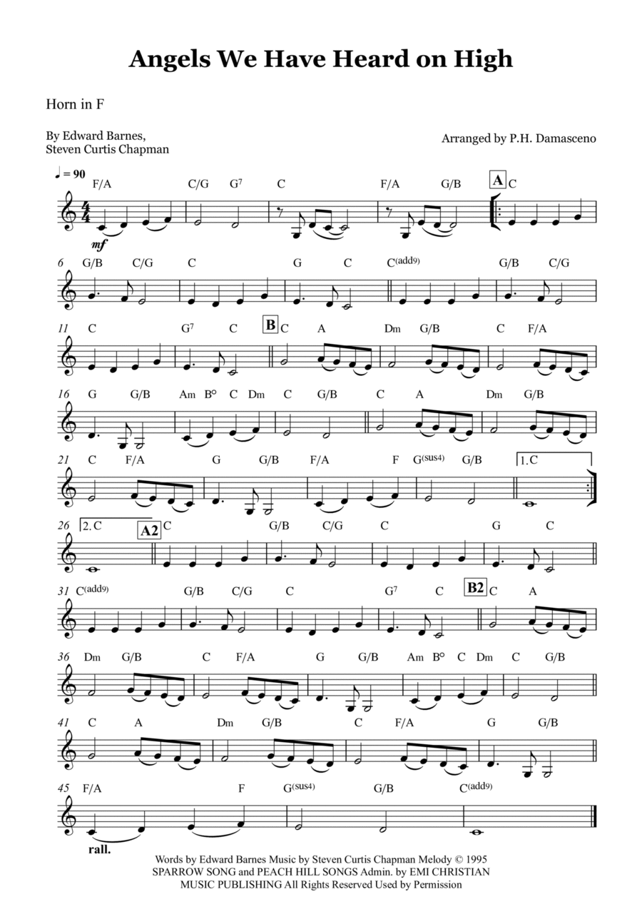 Angels We Have Heard On High Angels We Have Heard On High Horn Solo scores gallery preview page 1