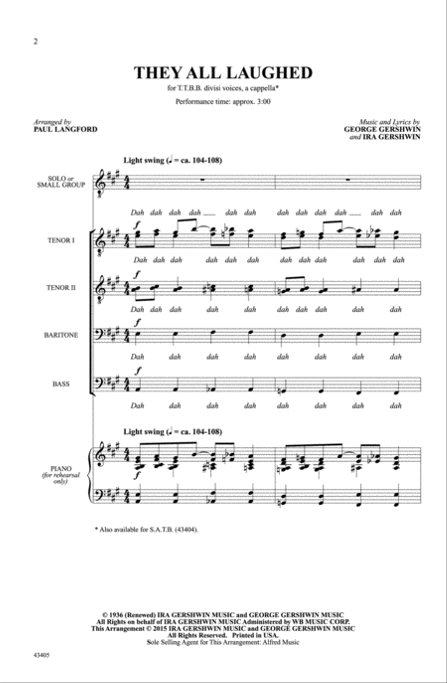 They All Laughed A Cappella scores gallery preview page 1