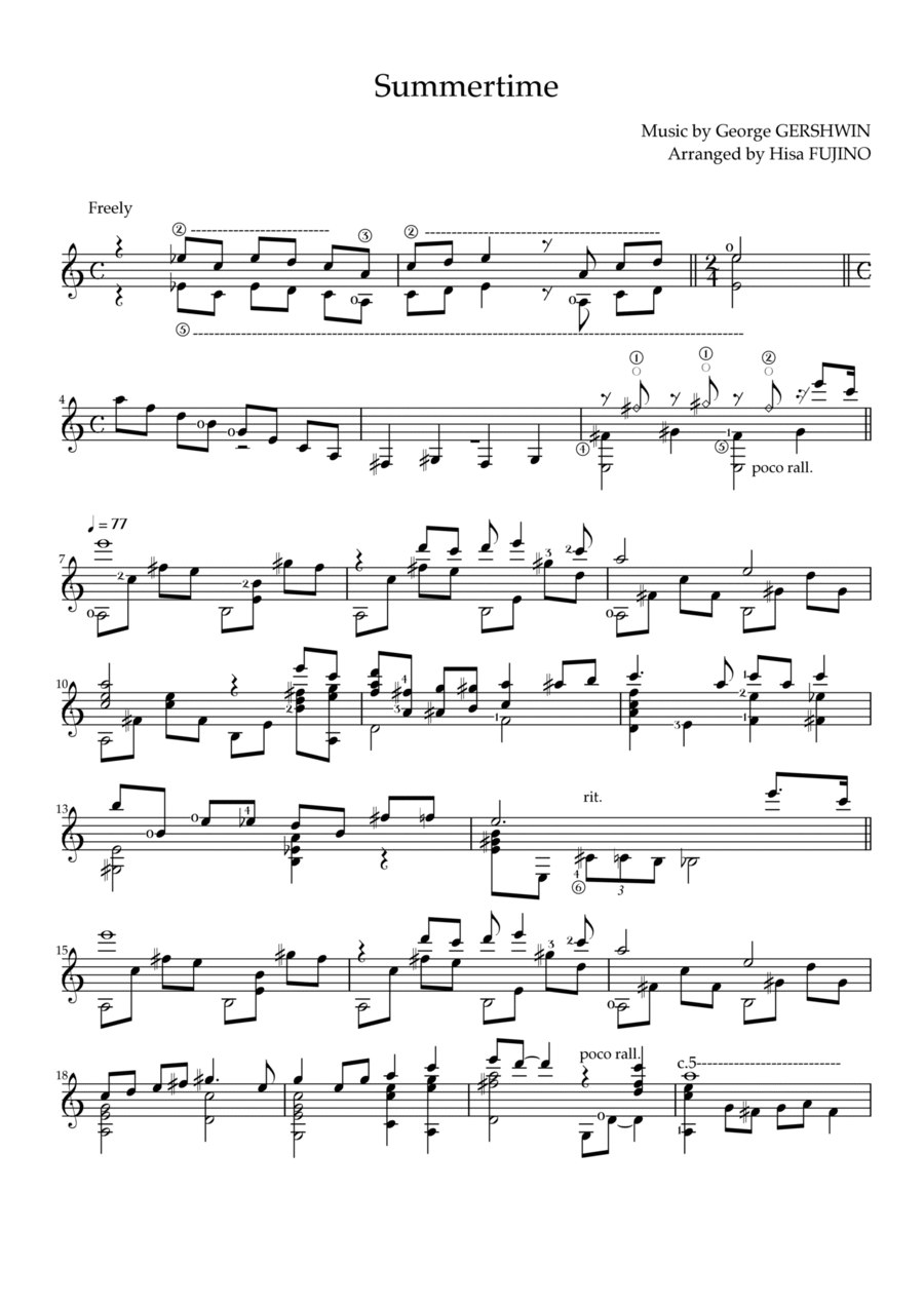 Summertime Acoustic Guitar scores gallery preview page 1