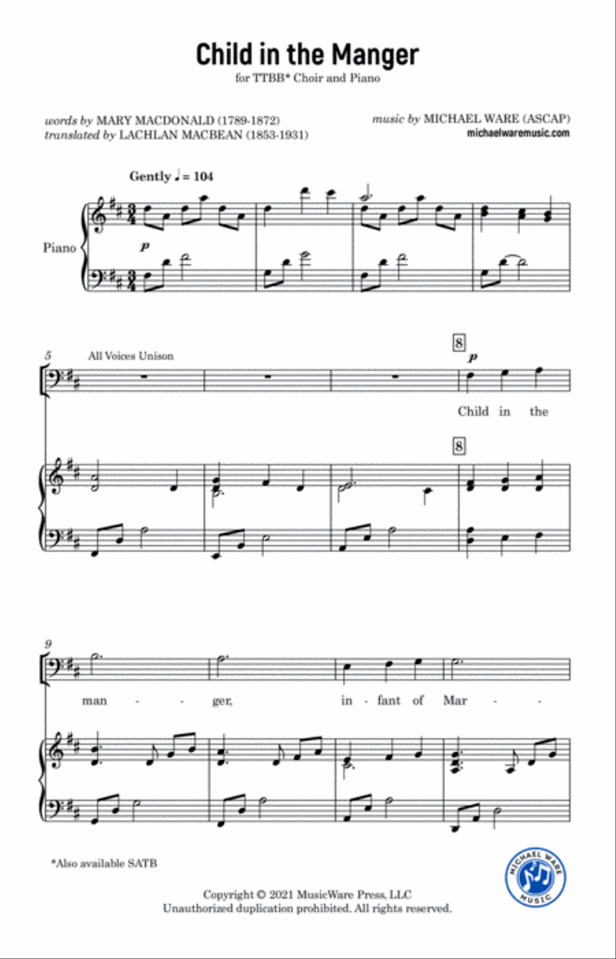 Child in the Manger (TTBB) TTBB scores gallery preview page 2