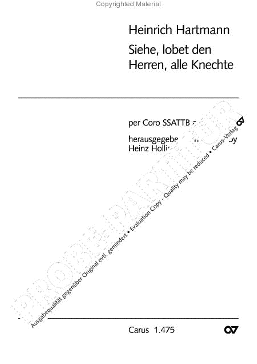 Siehe, lobet den Herren, alle Knechte