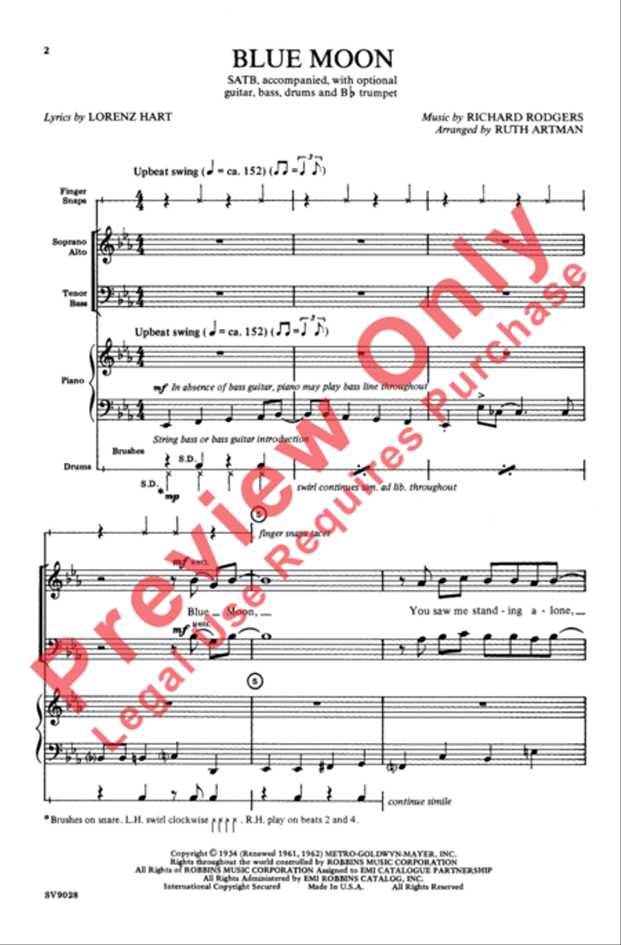 Blue Moon Blue Moon 4-Part scores gallery preview page 2