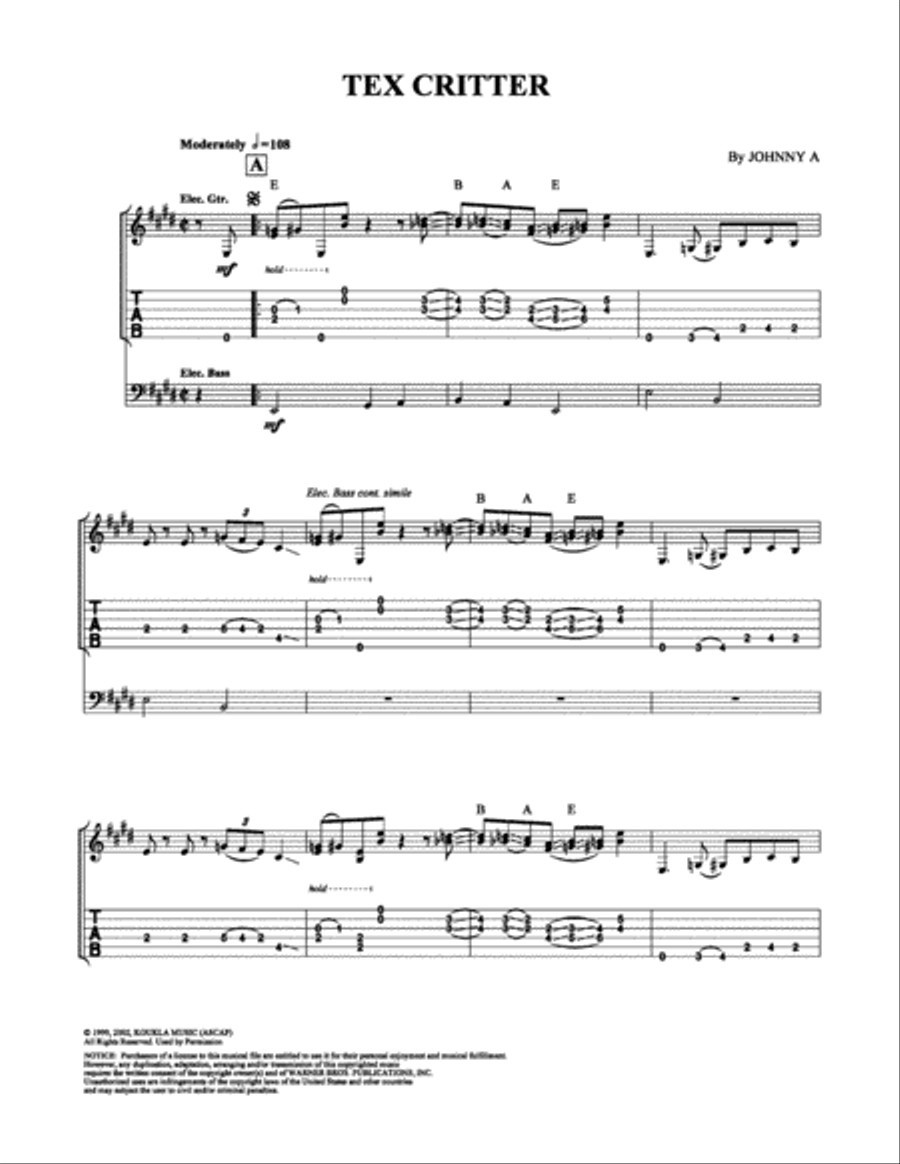 Tex Critter Electric Guitar scores gallery preview page 1