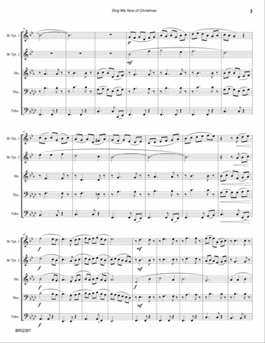 SING WE NOW OF CHRISTMAS arranged for BRASS QUINTET (unaccompanied) Brass Quintet scores gallery preview page 3