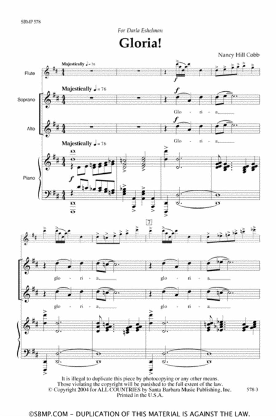 Gloria - SSA Octavo SSA scores gallery preview page 2
