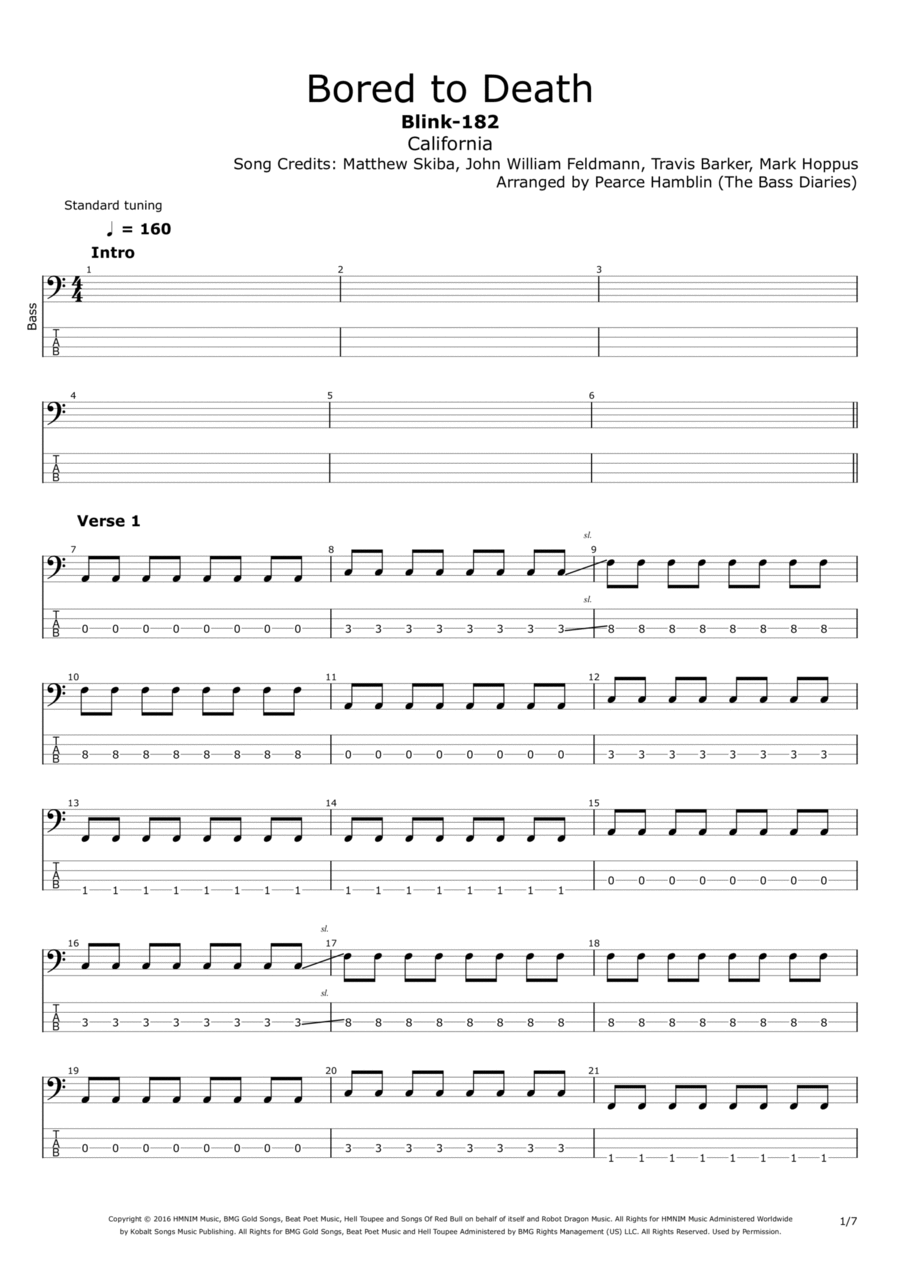 Bored To Death Bass Guitar scores gallery preview page 1