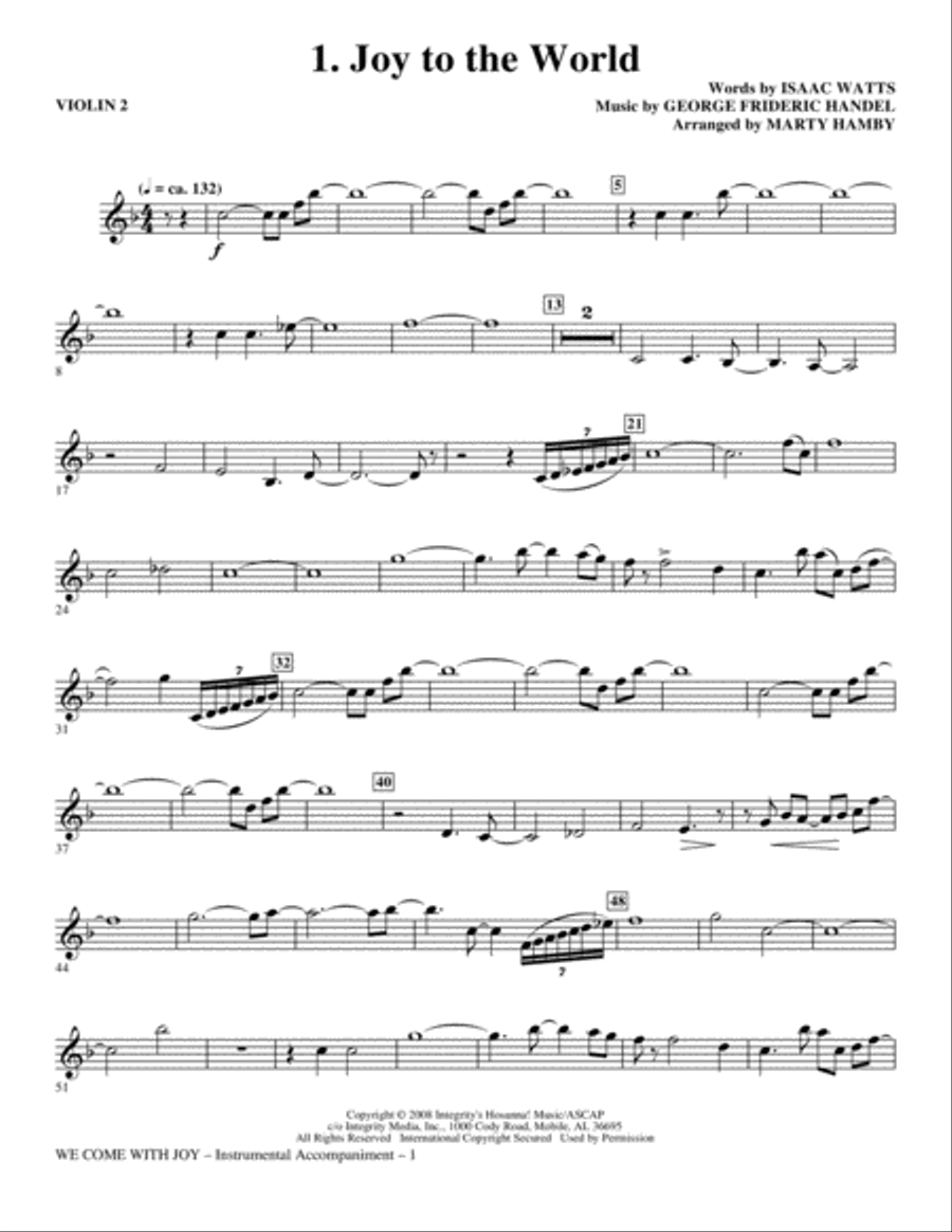 We Come With Joy Orchestration - Violin 2 Choir scores gallery preview page 1