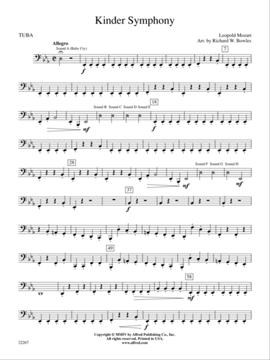Kinder Symphony: Tuba Concert Band scores gallery preview page 1