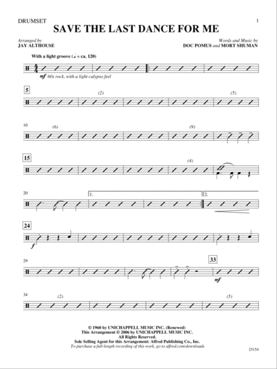 Save the Last Dance for Me: Drums Drums scores gallery preview page 1