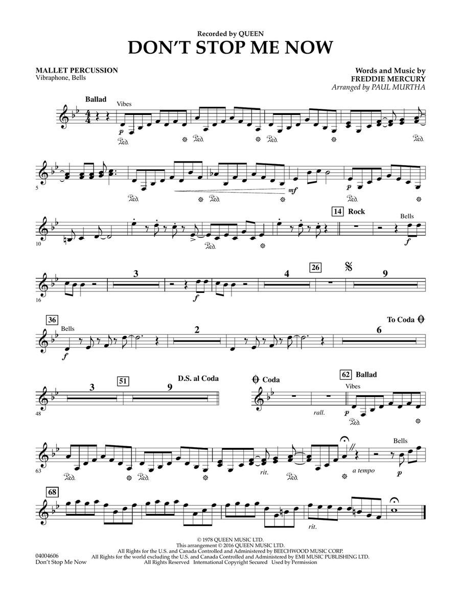 Don't Stop Me Now - Mallet Percussion Concert Band scores gallery preview page 1