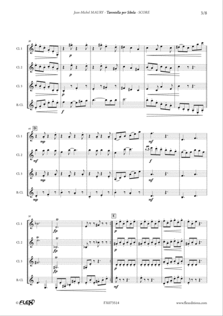 Tarentella Per Sibela B-Flat Clarinet scores gallery preview page 4