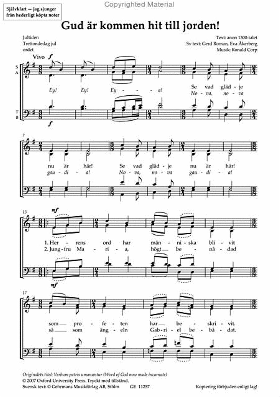 Gud ar kommen hit till jorden 4-Part scores gallery preview page 2
