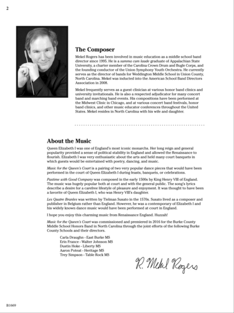 Music for the Queen's Court: Score Concert Band scores gallery preview page 2