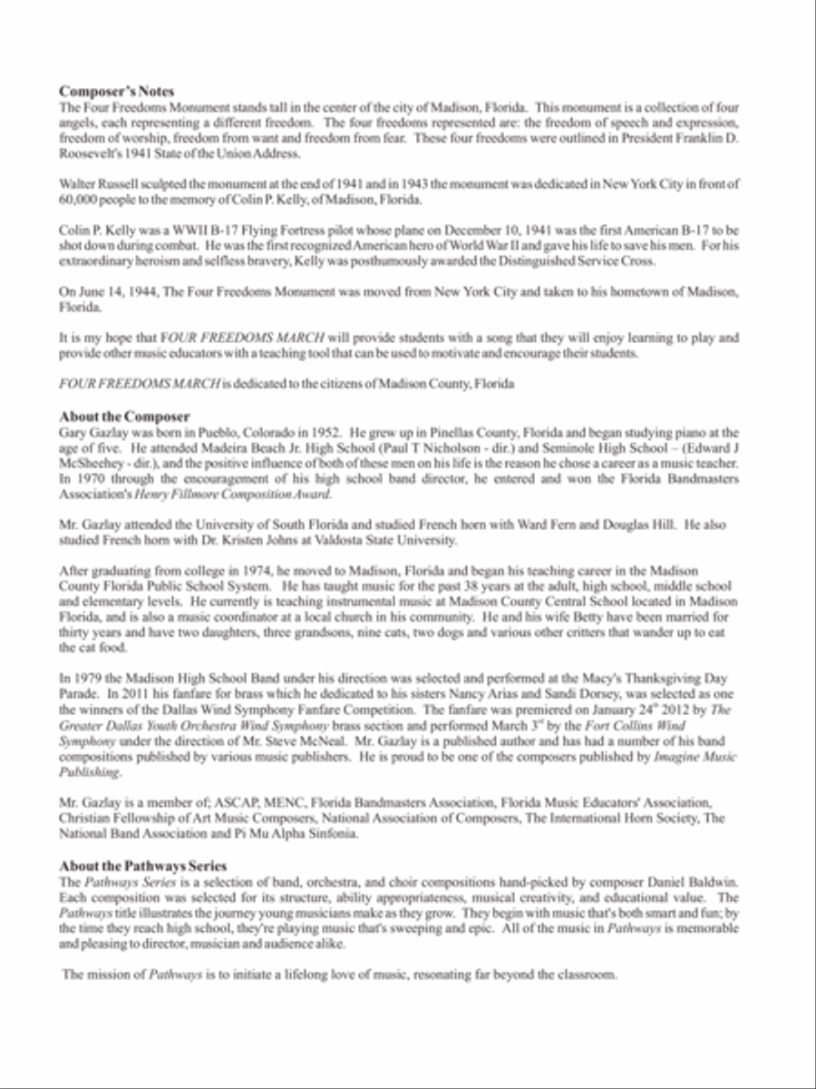 Four Freedoms March Concert Band scores gallery preview page 2