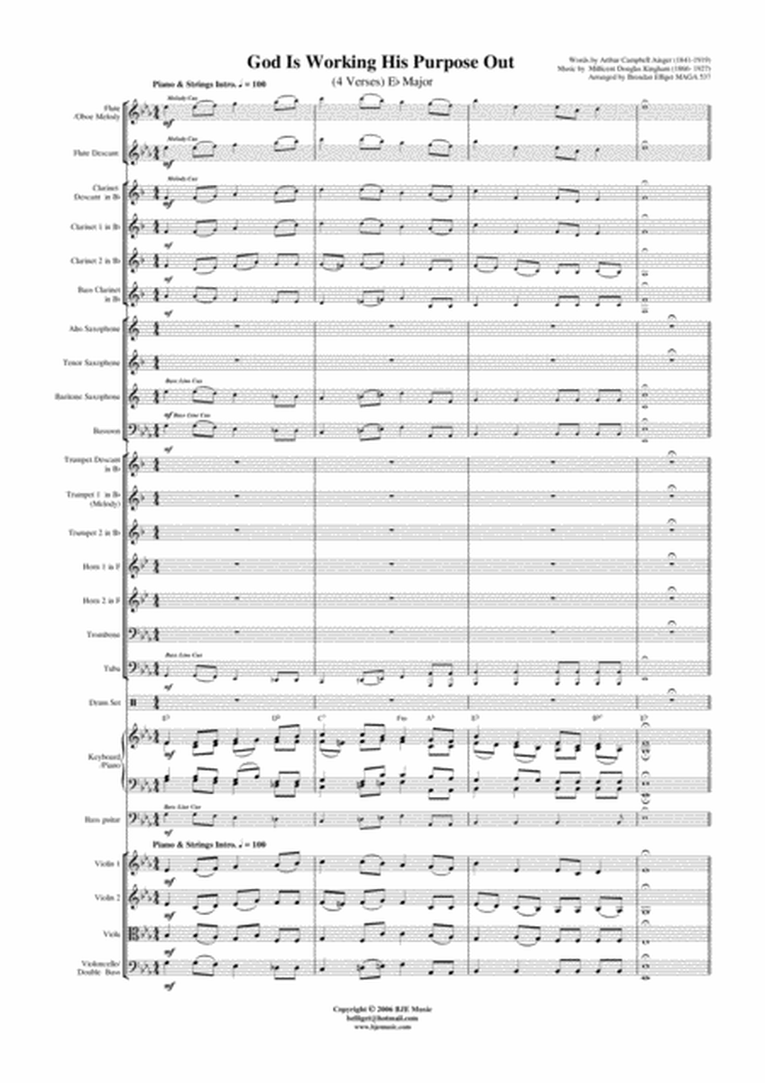 God Is Working His Purpose Out - Orchestra - Concert Band or Mixed Ensemble Score and Parts PDF image number null