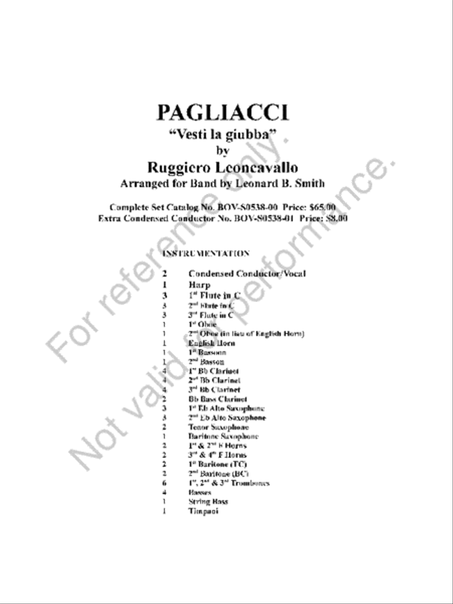 Vesti la Giubba Concert Band scores gallery preview page 2