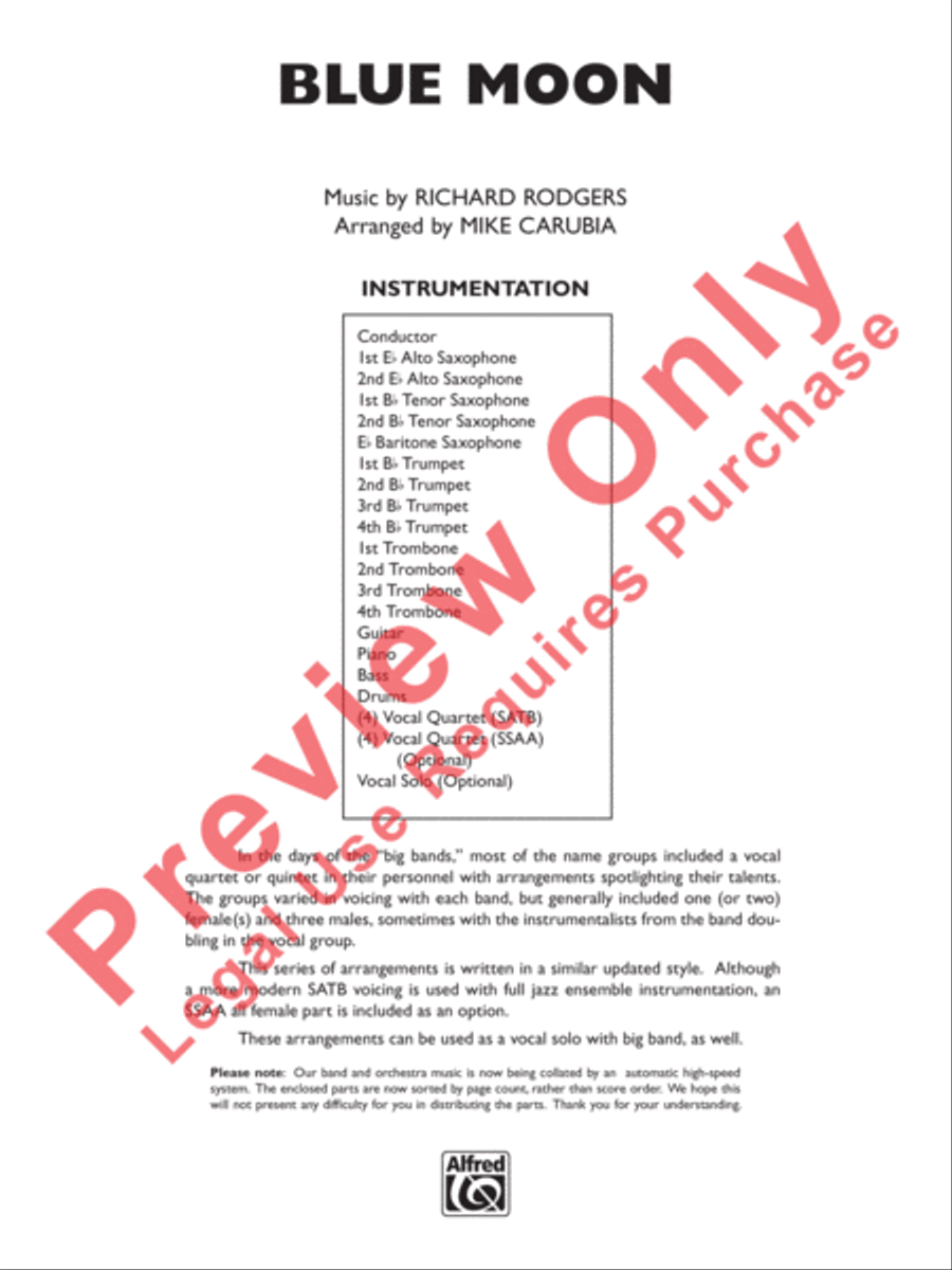 Blue Moon Blue Moon Jazz Ensemble scores gallery preview page 2