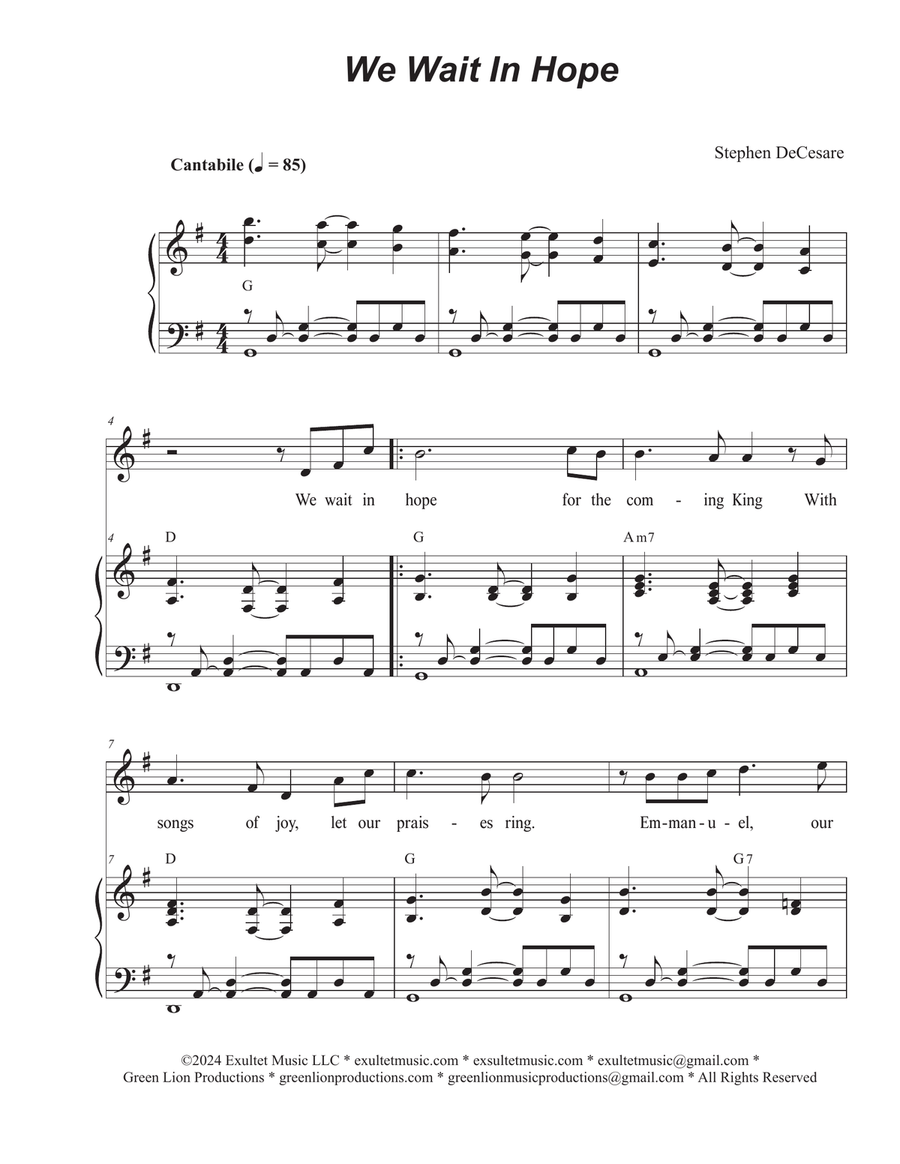 We Wait In Hope (Vocal solo - High Key) We Wait In Hope (Vocal solo - High Key) Piano, Vocal scores gallery preview page 1