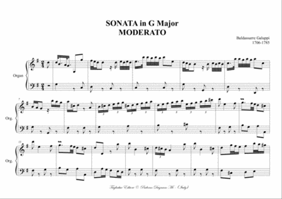 SONATA IN G MAJOR - MODERATO - B. Galuppi - For Organ Organ Solo scores gallery preview page 2