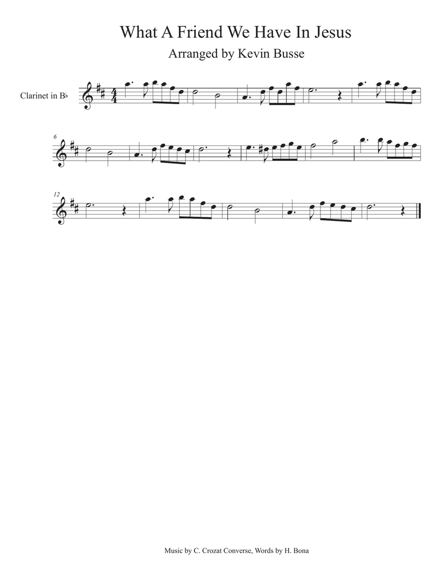 What A Friend We Have In Jesus - Clarinet Clarinet Solo scores gallery preview page 1