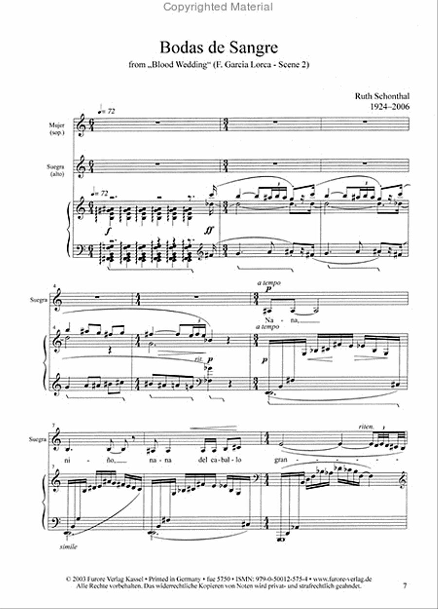 Bodas de Sangre (Operatic cradle song) Piano Accompaniment scores gallery preview page 2