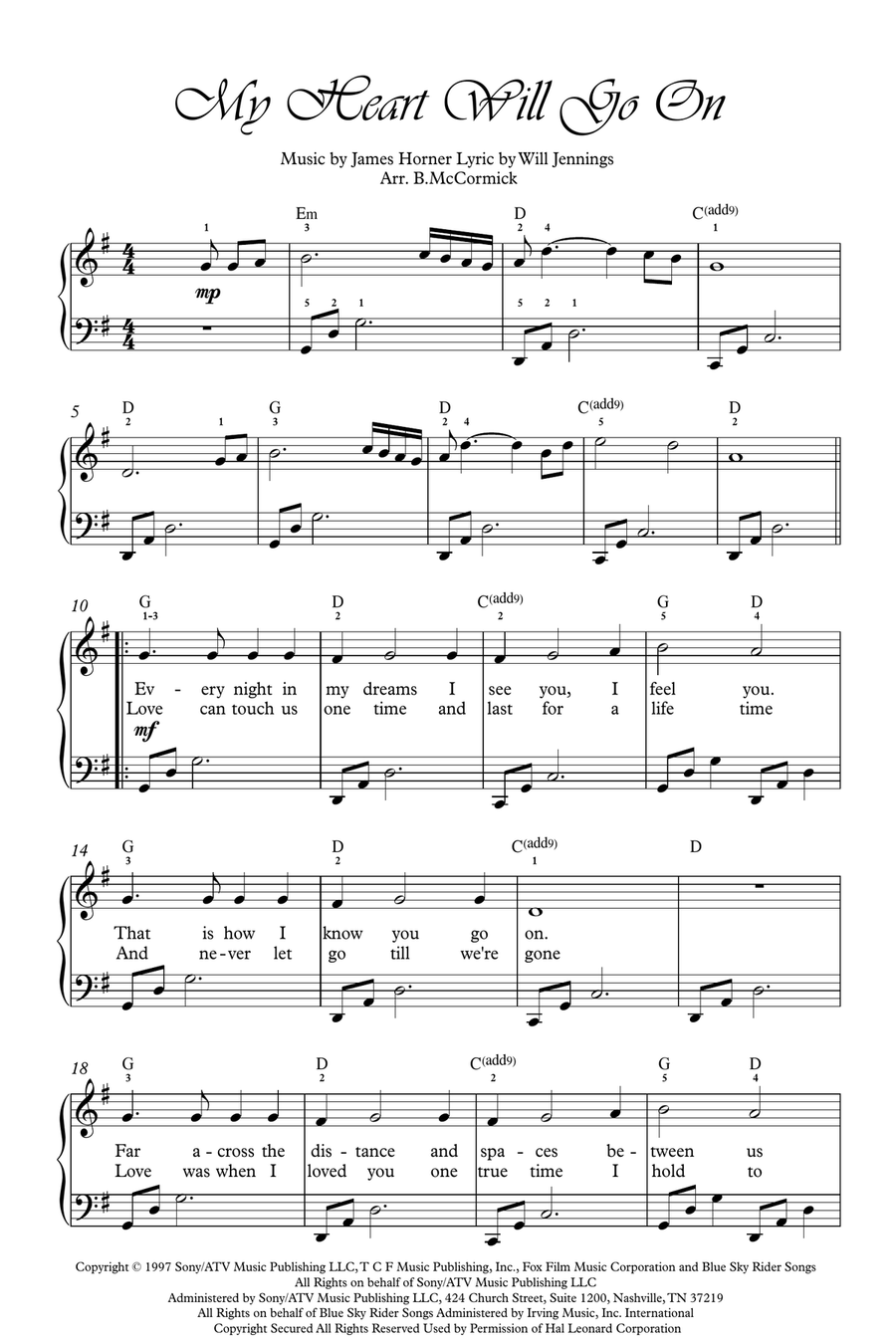My Heart Will Go On (Love Theme from Titanic) Piano, Vocal, Guitar scores gallery preview page 2