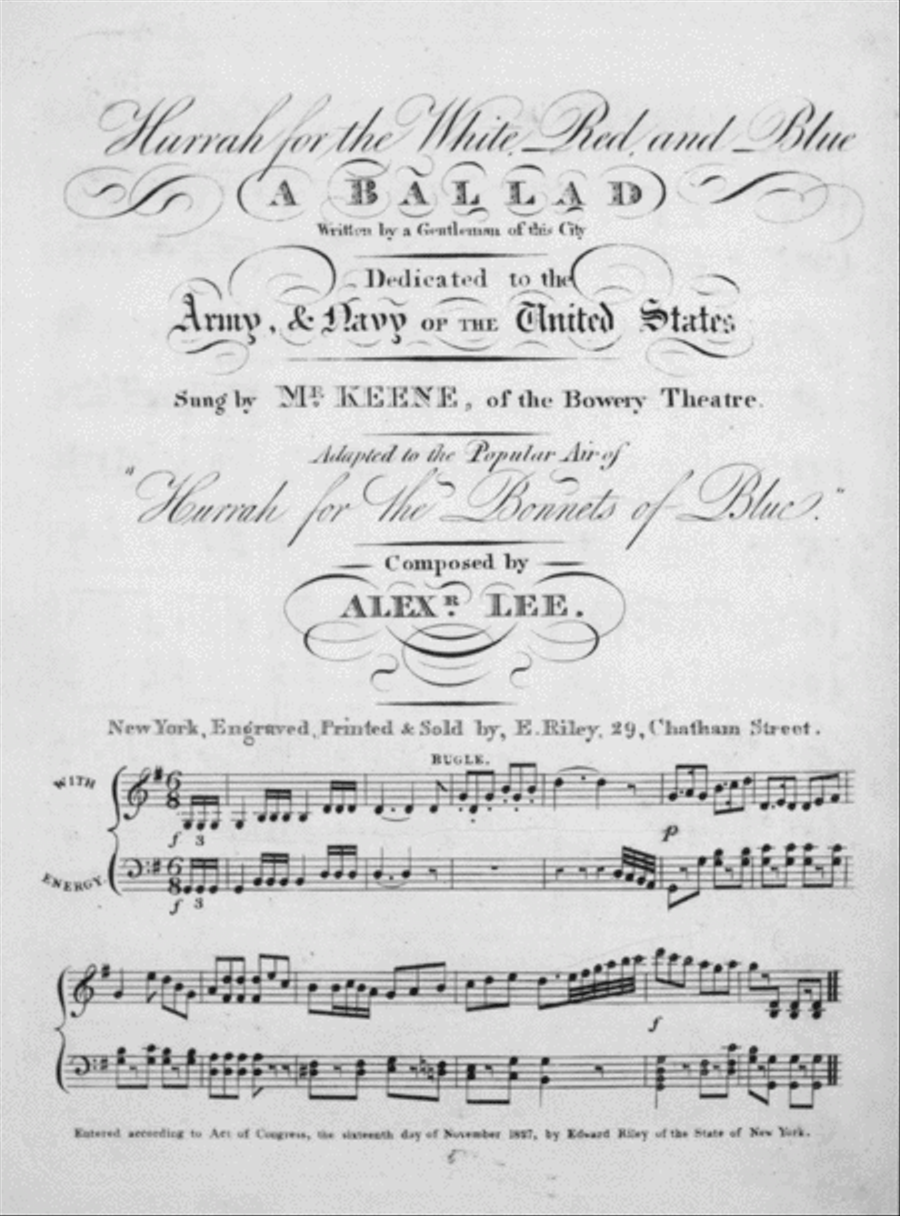 Hurrah for the White, Red, and Blue. A Ballad Voice scores gallery preview page 1