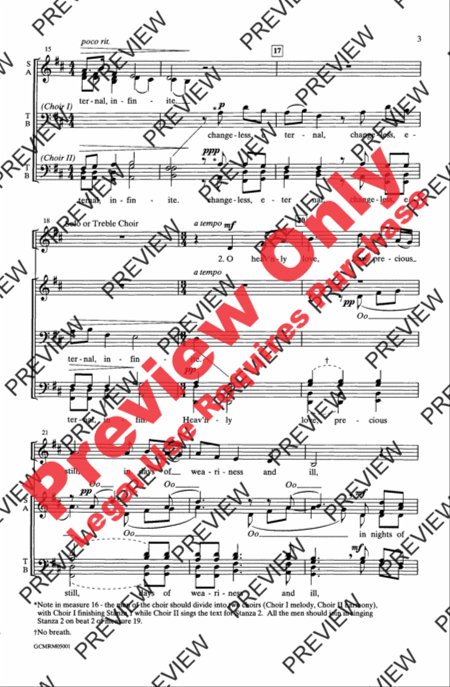 O Love of God, How Strong and True 4-Part scores gallery preview page 3