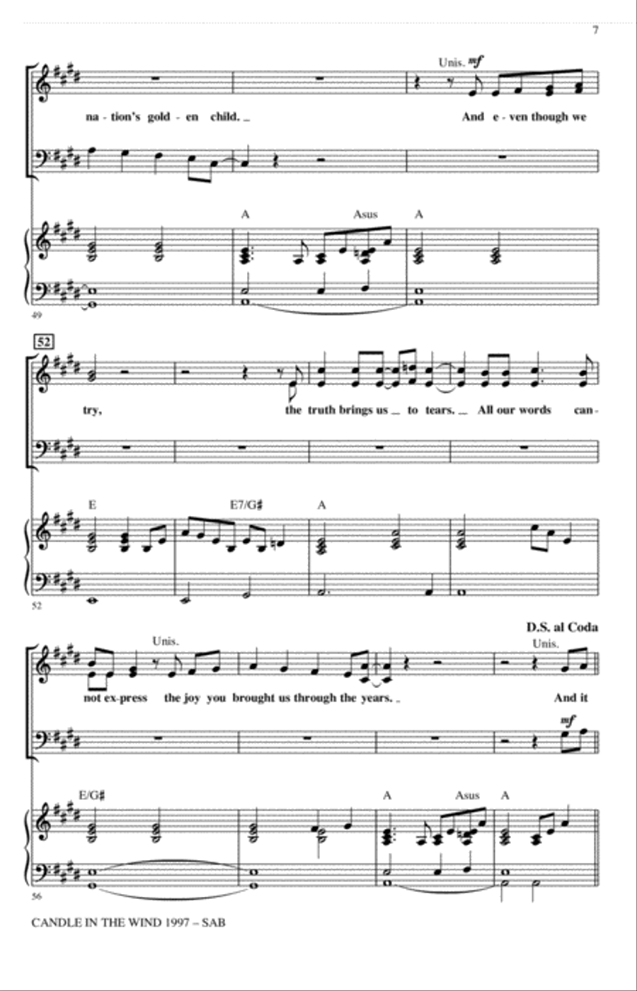 Candle In The Wind (arr. Ed Lojeski) 3-Part scores gallery preview page 6