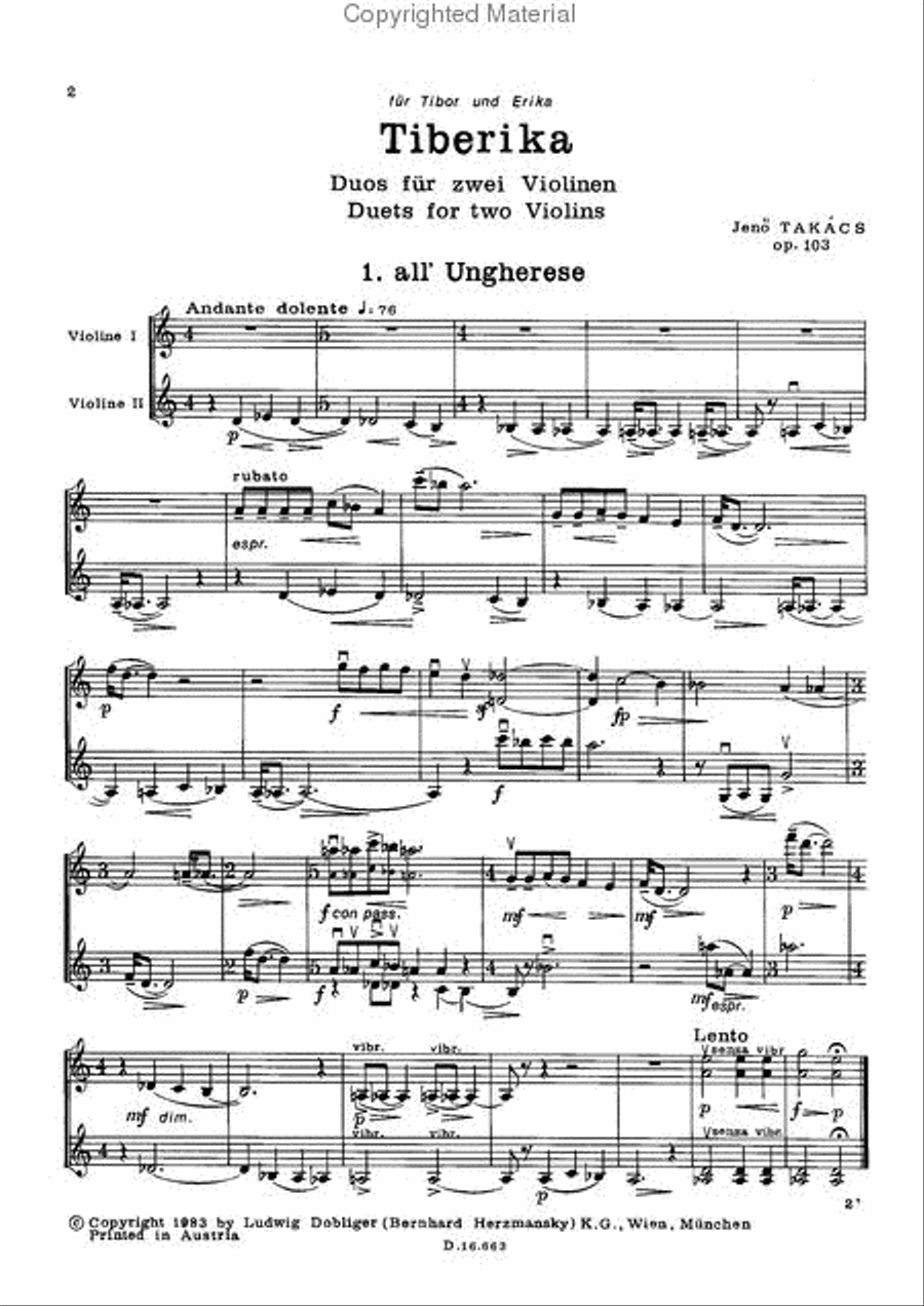 Tiberika op. 103 Tiberika op. 103 String Duet scores gallery preview page 2