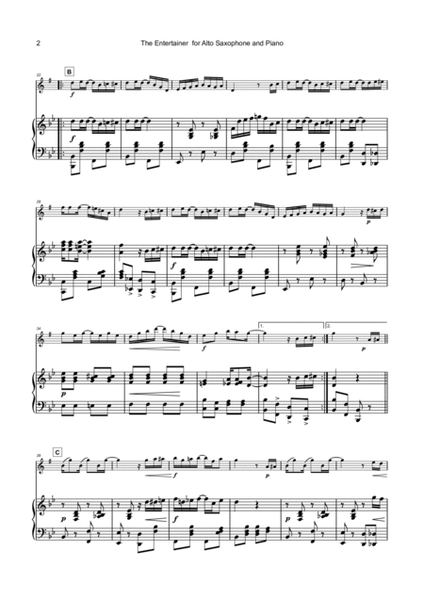The Entertainer by Scott Joplin, for Alto Saxophone and Piano