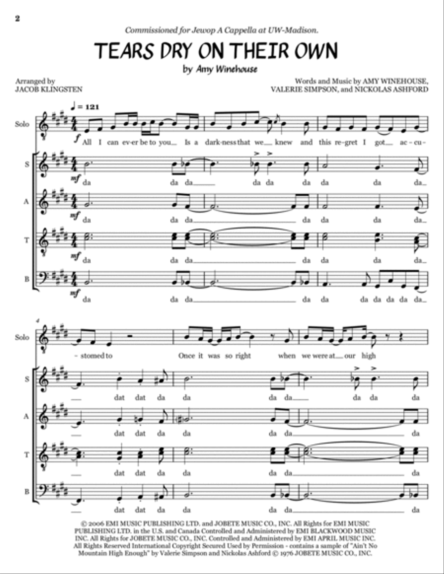 Tears Dry On Their Own 4-Part scores gallery preview page 2